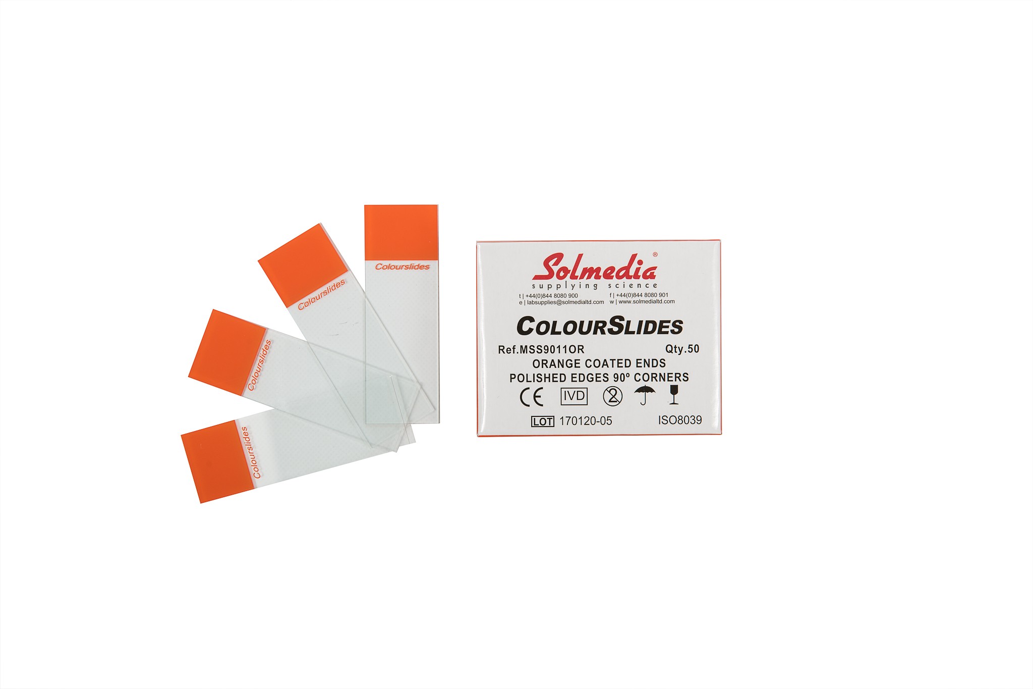 Coloured 90° Microscope Slides - Red - Coloured Slides - Solmedia