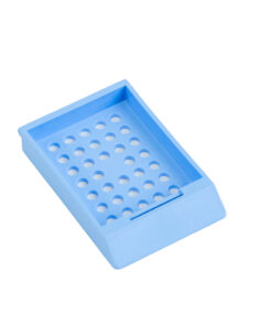 blue embedding cassette without lid