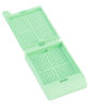 green biopsy cassettes with hinged lids