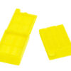yellow slotted cassettes with attached lids