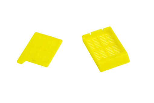 yellow slotted cassettes with separate hinged lids