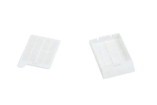 white slotted cassettes with separate hinged lids