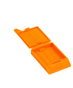 orange slotted cassette with moulded hinged lid