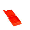 red slotted cassette with moulded hinged lid