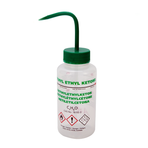 Wash Bottle 500ml, printed 'Methyl Ethyl Ketone' (pk5)