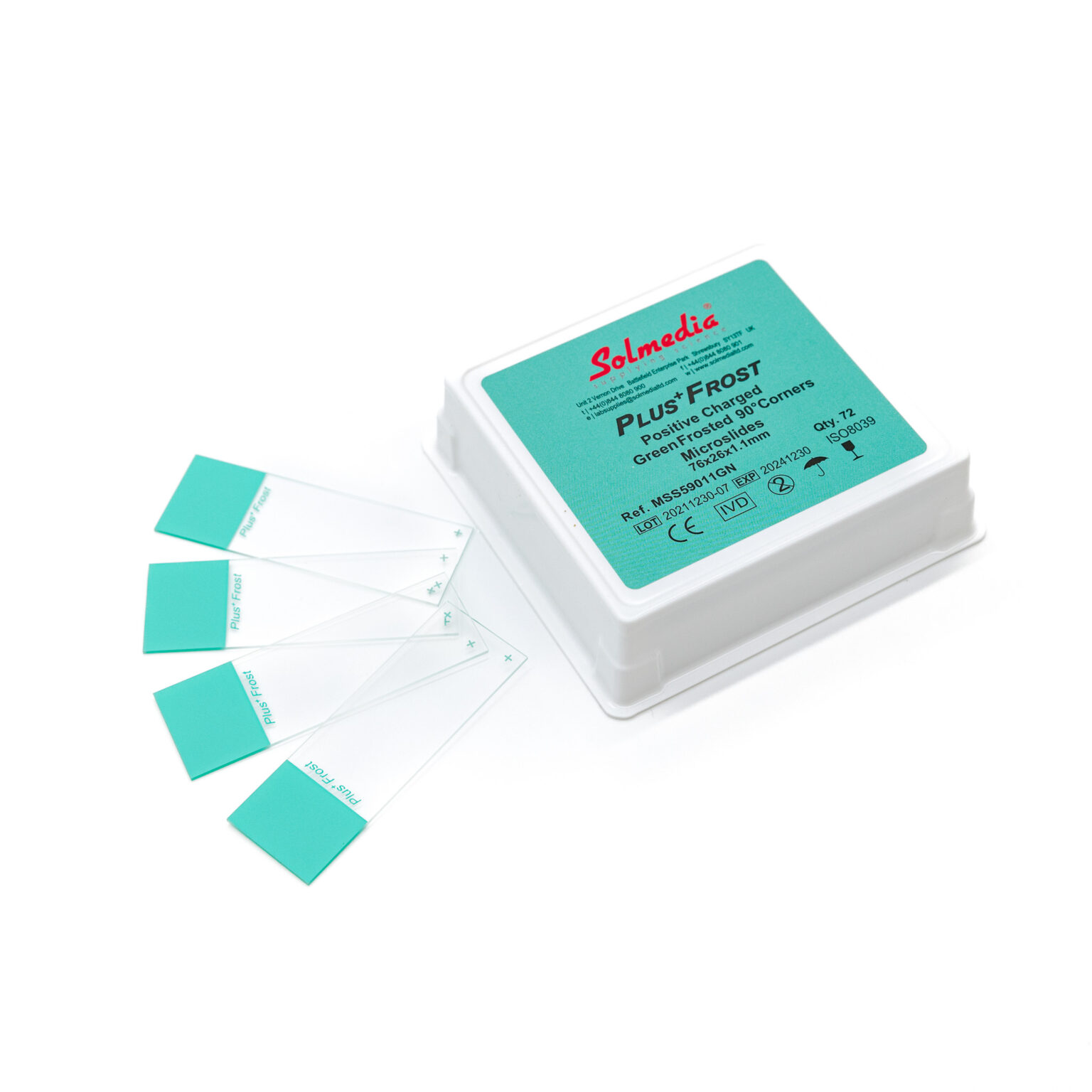 Plus+Frost Positive Charged Green Frosted slides, 76x26x1.1mm, 90